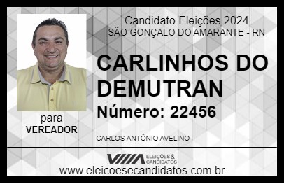 Candidato CARLINHOS DO TRÂNSITO 2024 - SÃO GONÇALO DO AMARANTE - Eleições