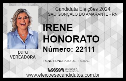 Candidato IRENE HONORATO 2024 - SÃO GONÇALO DO AMARANTE - Eleições