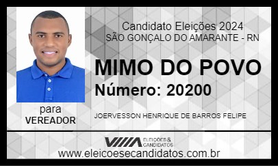 Candidato MIMO DO POVO 2024 - SÃO GONÇALO DO AMARANTE - Eleições