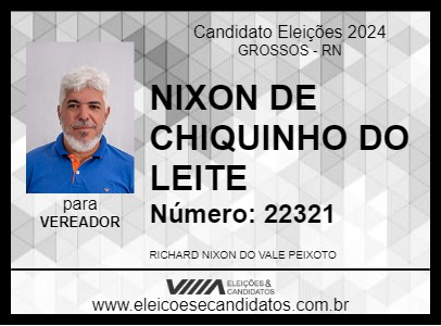 Candidato NIXON DE CHIQUINHO DO LEITE 2024 - GROSSOS - Eleições