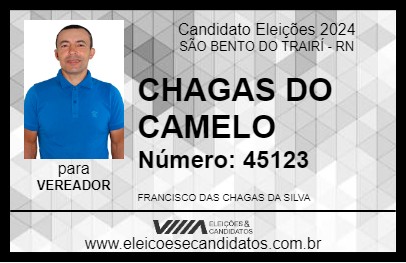 Candidato CHAGAS DO CAMELO 2024 - SÃO BENTO DO TRAIRÍ - Eleições