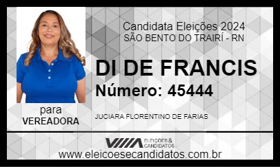 Candidato DI DE FRANCIS 2024 - SÃO BENTO DO TRAIRÍ - Eleições