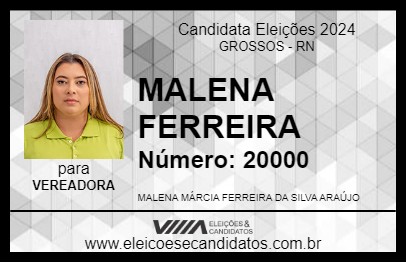 Candidato MALENA FERREIRA 2024 - GROSSOS - Eleições