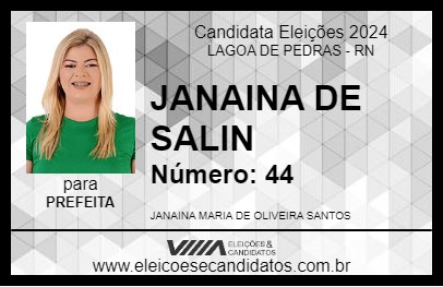 Candidato JANAINA DE SALIN 2024 - LAGOA DE PEDRAS - Eleições