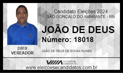 Candidato JOÃO DE DEUS 2024 - SÃO GONÇALO DO AMARANTE - Eleições