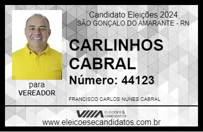 Candidato CARLINHOS CABRAL 2024 - SÃO GONÇALO DO AMARANTE - Eleições