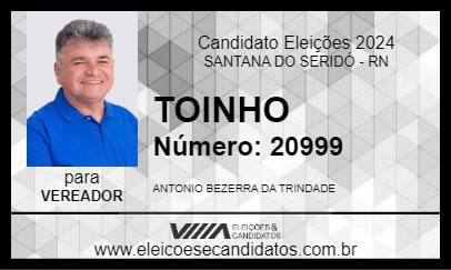 Candidato TOINHO 2024 - SANTANA DO SERIDÓ - Eleições