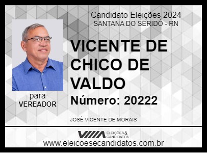 Candidato VICENTE DE CHICO DE VALDO 2024 - SANTANA DO SERIDÓ - Eleições