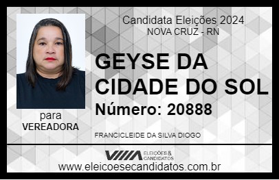 Candidato GEYSE DA CIDADE DO SOL 2024 - NOVA CRUZ - Eleições