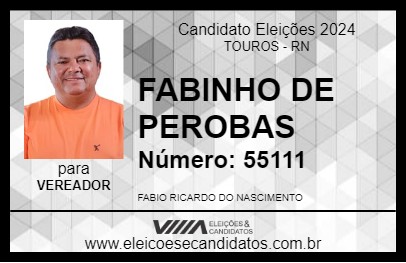 Candidato FABINHO DE PEROBAS 2024 - TOUROS - Eleições