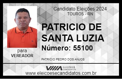 Candidato PATRICIO DE SANTA LUZIA 2024 - TOUROS - Eleições