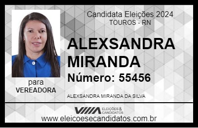 Candidato ALEXSANDRA MIRANDA 2024 - TOUROS - Eleições