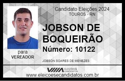 Candidato JOBSON DE BOQUEIRÃO 2024 - TOUROS - Eleições