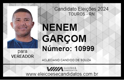 Candidato NENEM GARÇOM 2024 - TOUROS - Eleições