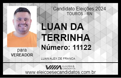 Candidato LUAN DA TERRINHA 2024 - TOUROS - Eleições