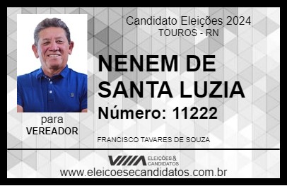 Candidato NENEM DE SANTA LUZIA 2024 - TOUROS - Eleições