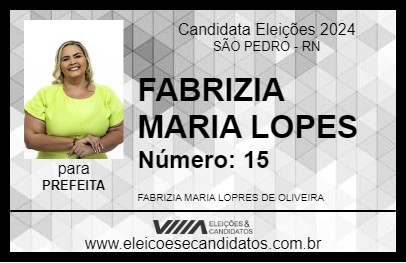 Candidato FABRIZIA MARIA LOPES 2024 - SÃO PEDRO - Eleições