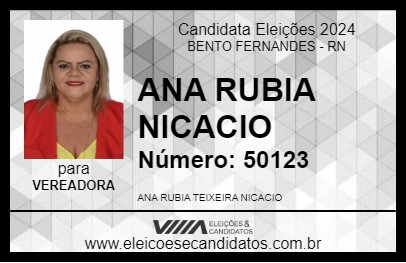 Candidato ANA RUBIA NICACIO 2024 - BENTO FERNANDES - Eleições