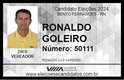 Candidato RONALDO GOLEIRO 2024 - BENTO FERNANDES - Eleições