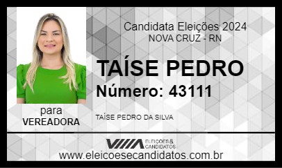 Candidato TAÍSE PEDRO 2024 - NOVA CRUZ - Eleições