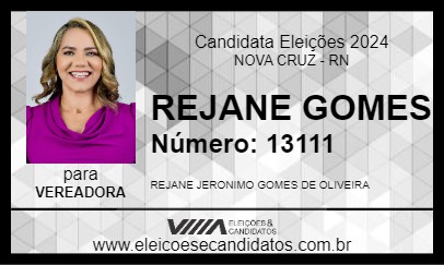 Candidato REJANE GOMES 2024 - NOVA CRUZ - Eleições