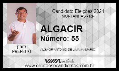 Candidato ALGACIR 2024 - MONTANHAS - Eleições