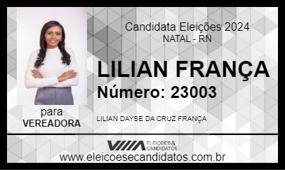 Candidato LILIAN FRANÇA 2024 - NATAL - Eleições