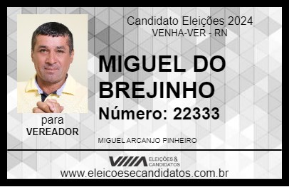 Candidato MIGUEL DO BREJINHO 2024 - VENHA-VER - Eleições