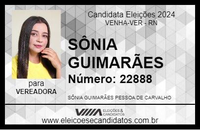 Candidato SÔNIA GUIMARÃES 2024 - VENHA-VER - Eleições