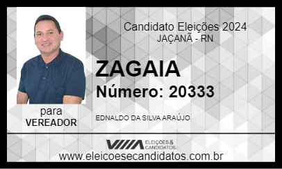 Candidato ZAGAIA 2024 - JAÇANÃ - Eleições