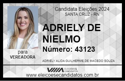 Candidato ADRIELY DE NIELMO 2024 - SANTA CRUZ - Eleições