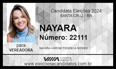 Candidato NAYARA 2024 - SANTA CRUZ - Eleições