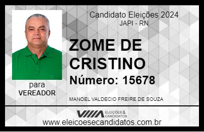 Candidato ZOME DE CRISTINO 2024 - JAPI - Eleições