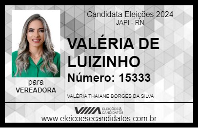 Candidato VALÉRIA DE LUIZINHO 2024 - JAPI - Eleições