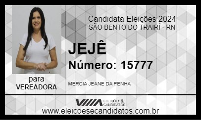 Candidato JEJÊ 2024 - SÃO BENTO DO TRAIRÍ - Eleições