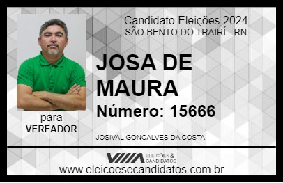 Candidato JOSA DE MAURA 2024 - SÃO BENTO DO TRAIRÍ - Eleições