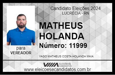 Candidato MATHEUS HOLANDA 2024 - LUCRÉCIA - Eleições