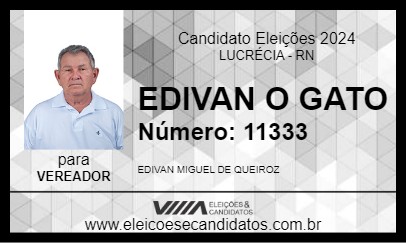 Candidato EDIVAN O GATO 2024 - LUCRÉCIA - Eleições