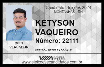 Candidato KETYSON VAQUEIRO 2024 - MONTANHAS - Eleições