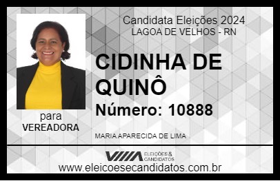 Candidato CIDINHA DE QUINÔ 2024 - LAGOA DE VELHOS - Eleições