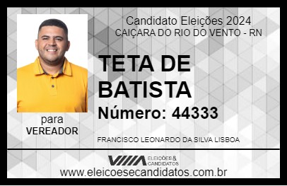 Candidato TETA DE BATISTA 2024 - CAIÇARA DO RIO DO VENTO - Eleições