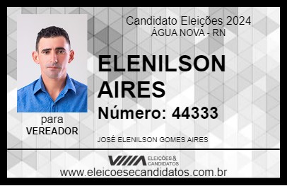 Candidato ELENILSON AIRES 2024 - ÁGUA NOVA - Eleições