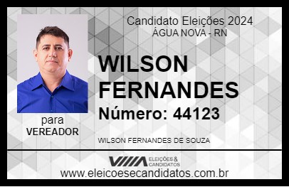 Candidato WILSON FERNANDES 2024 - ÁGUA NOVA - Eleições