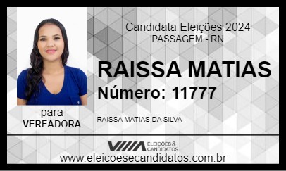 Candidato RAISSA MATIAS 2024 - PASSAGEM - Eleições