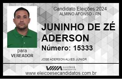 Candidato JUNINHO DE ZÉ ADERSON 2024 - ALMINO AFONSO - Eleições