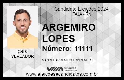 Candidato ARGEMIRO LOPES 2024 - ITAJÁ - Eleições