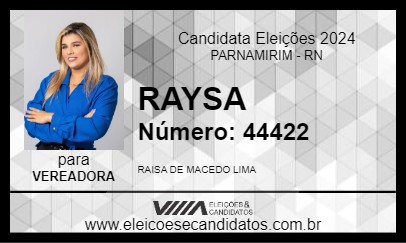 Candidato RAYSA 2024 - PARNAMIRIM - Eleições