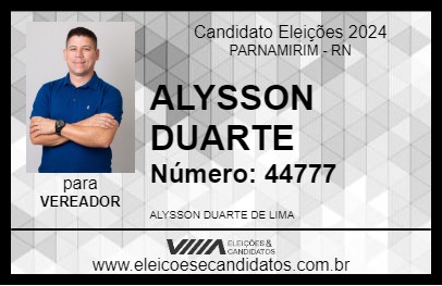 Candidato ALYSSON DUARTE 2024 - PARNAMIRIM - Eleições