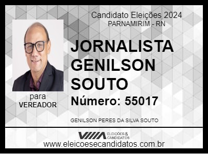 Candidato JORNALISTA GENILSON SOUTO 2024 - PARNAMIRIM - Eleições