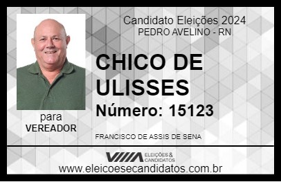 Candidato CHICO DE ULISSES 2024 - PEDRO AVELINO - Eleições